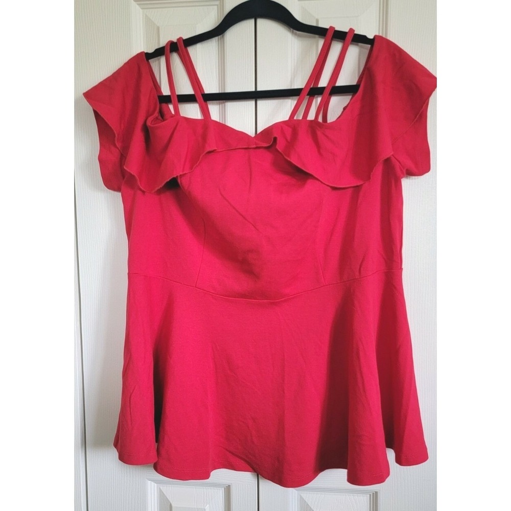 Eloquii Women's Red Sleeveless Peplum Ruffle Top - Size 18โ Strappy/ Ruffles